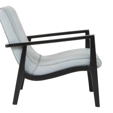 Kendari Grey Leather and Black Teak Wood Chair – detail