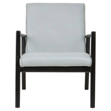 Kendari Grey Leather and Black Teak Wood Chair