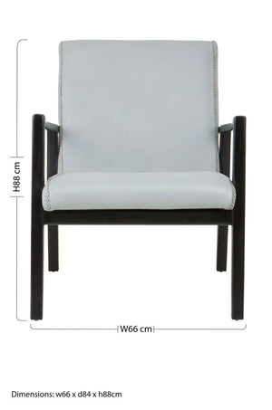 Kendari Grey Leather and Black Teak Wood Chair – back view