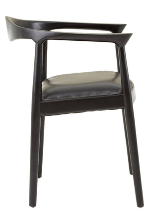Kendari Black Leather and Teak Wood Chair – detail
