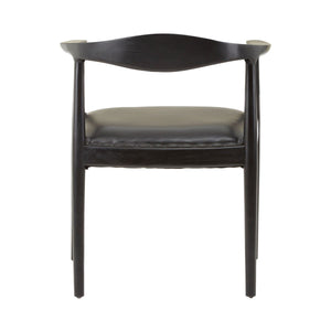 Kendari Black Leather and Teak Wood Chair