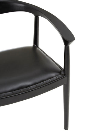 Kendari Black Leather and Teak Wood Chair – back view
