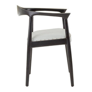 Kendari Grey Leather and Teak Wood Open Back Chair – dimensions