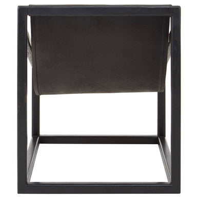 Kendari Black Leather and Teak Wood Sling Chair – dimensions