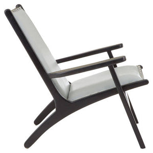 Kendari Grey Leather and Black Teak Wood Chair with Stud Detail – detail