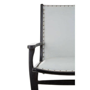Kendari Grey Leather and Black Teak Wood Chair with Stud Detail – dimensions