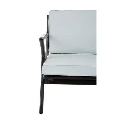 Kendari Grey Leather and Black Teak Wood Armchair – back view