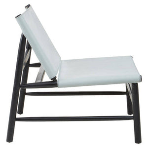 Kendari Grey Leather and Black Teak Wood Modern Sling Chair – dimensions