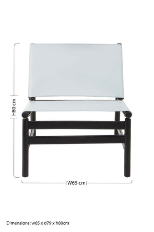 Kendari Grey Leather and Black Teak Wood Modern Sling Chair – side view 2