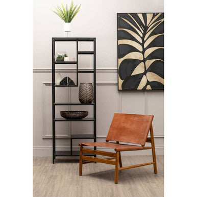 Kendari Teak Wood Chair with Brown Plain Leather