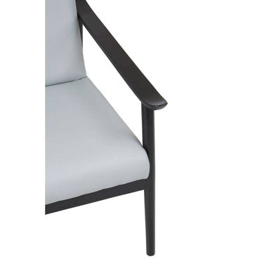 Kendari Grey Leather and Black Teak Wood Frame Armchair – dimensions