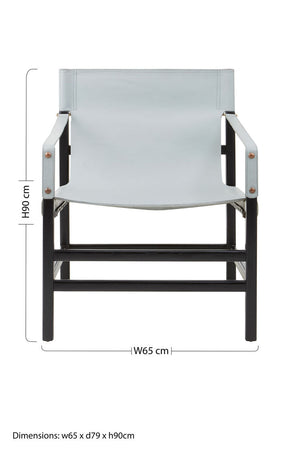 Kendari Grey Leather and Black Teak Wood Frame Chair – back view