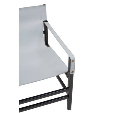 Kendari Grey Leather and Black Teak Wood Frame Chair – dimensions