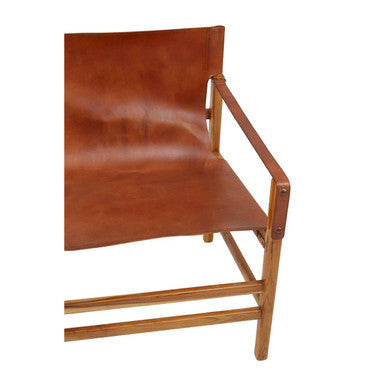 Kendari Brown Leather and Teak Wood Chair – dimensions