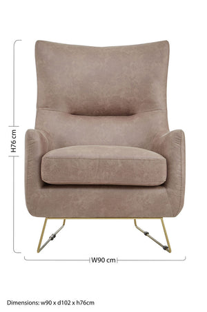 Henry Light Brown Faux Leather Armchair – angle view