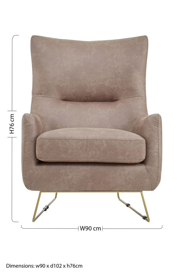 Henry Light Brown Faux Leather Armchair – angle view