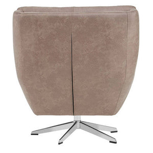 Harold Brown Leather Effect Button Tufted Swivel Chair – close-up
