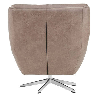 Harold Brown Leather Effect Button Tufted Swivel Chair – close-up