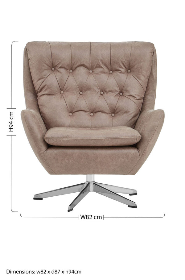 Harold Brown Leather Effect Button Tufted Swivel Chair – dimensions 2