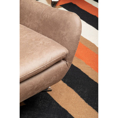 Harold Brown Leather Effect Button Tufted Swivel Chair – angle view