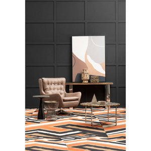 Harold Brown Leather Effect Button Tufted Swivel Chair – detail