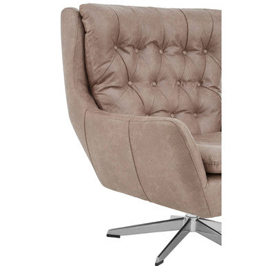 Harold Brown Leather Effect Button Tufted Swivel Chair – detail 2