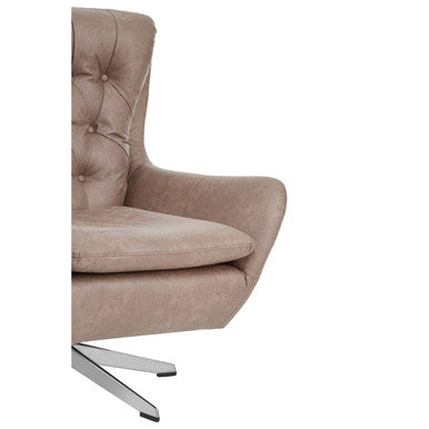 Harold Brown Leather Effect Button Tufted Swivel Chair – in room setting 2