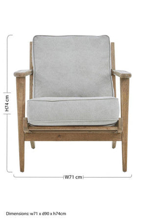 Harry Grey Linen and Dark Oak Wood Armchair – detail 2