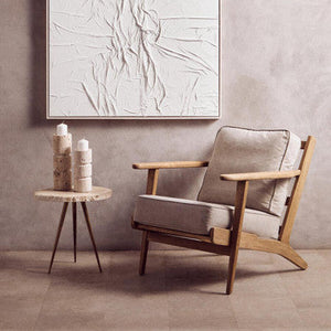 Harry Grey Linen and Dark Oak Wood Armchair – detail