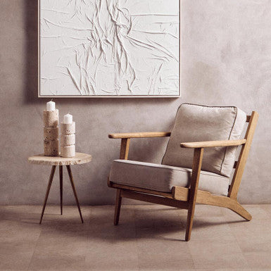 Harry Grey Linen and Dark Oak Wood Armchair – detail