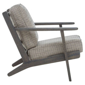 Hector Grey Tweed and Black Oak Wood Frame Armchair – detail