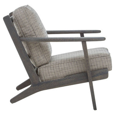 Hector Grey Tweed and Black Oak Wood Frame Armchair – detail