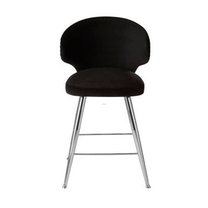 Piermount Black Velvet Bar Chair with Silver Finish Legs – side view