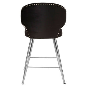 Piermount Black Velvet Bar Chair with Silver Finish Legs – angle view