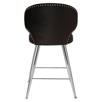 Piermount Black Velvet Bar Chair with Silver Finish Legs – angle view