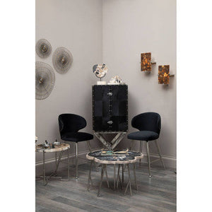 Piermount Black Velvet Bar Chair with Silver Finish Legs – detail