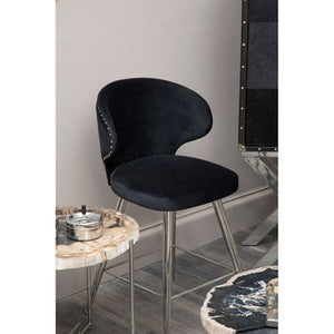 Piermount Black Velvet Bar Chair with Silver Finish Legs – in room setting
