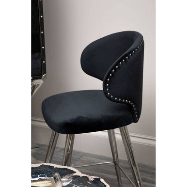 Piermount Black Velvet Bar Chair with Silver Finish Legs – dimensions