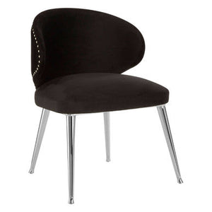 Piermount Black Velvet Dining Chair with Silver Finish Legs – in room setting