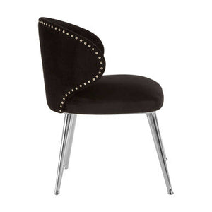 Piermount Black Velvet Dining Chair with Silver Finish Legs – close-up