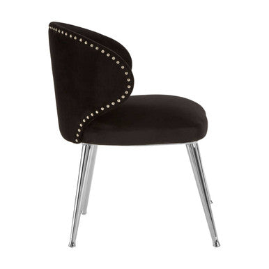 Piermount Black Velvet Dining Chair with Silver Finish Legs – close-up