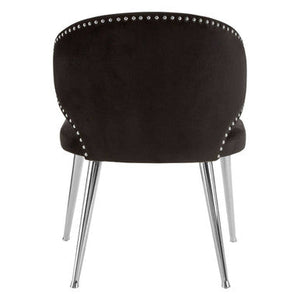 Piermount Black Velvet Dining Chair with Silver Finish Legs – back view
