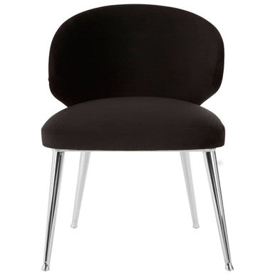 Piermount Black Velvet Dining Chair with Silver Finish Legs