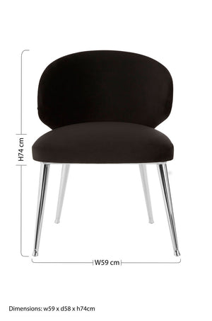 Piermount Black Velvet Dining Chair with Silver Finish Legs – in room setting 2