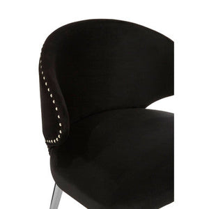 Piermount Black Velvet Dining Chair with Silver Finish Legs – angle view