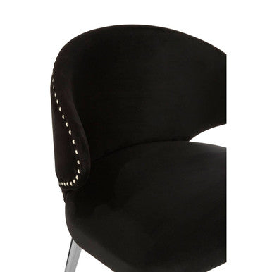 Piermount Black Velvet Dining Chair with Silver Finish Legs – angle view