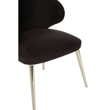 Piermount Black Velvet Dining Chair with Silver Finish Legs – side view 2