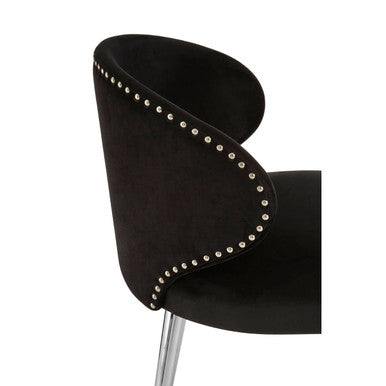 Piermount Black Velvet Dining Chair with Silver Finish Legs – detail 2