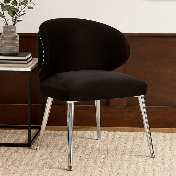 Piermount Black Velvet Dining Chair with Silver Finish Legs – detail