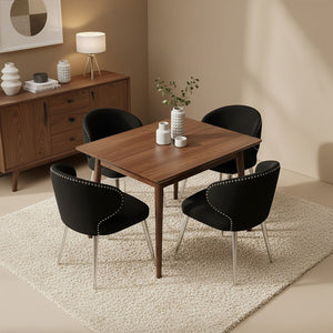 Piermount Black Velvet Dining Chair with Silver Finish Legs – dimensions
